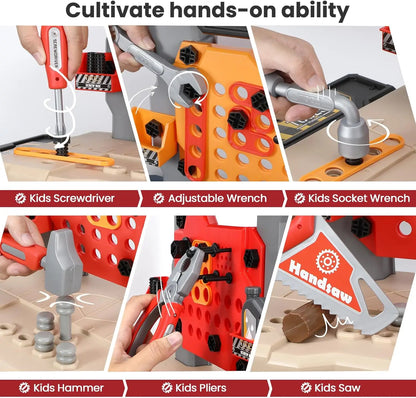 2-in-1 Kinder Speelgoed Werkbank met Gereedschap Set