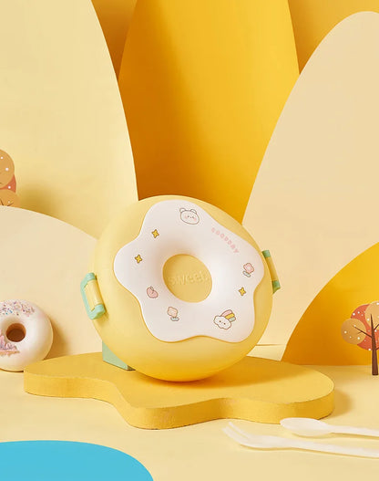 Donut Lunchbox Kind met 3 Vakken en Bestek