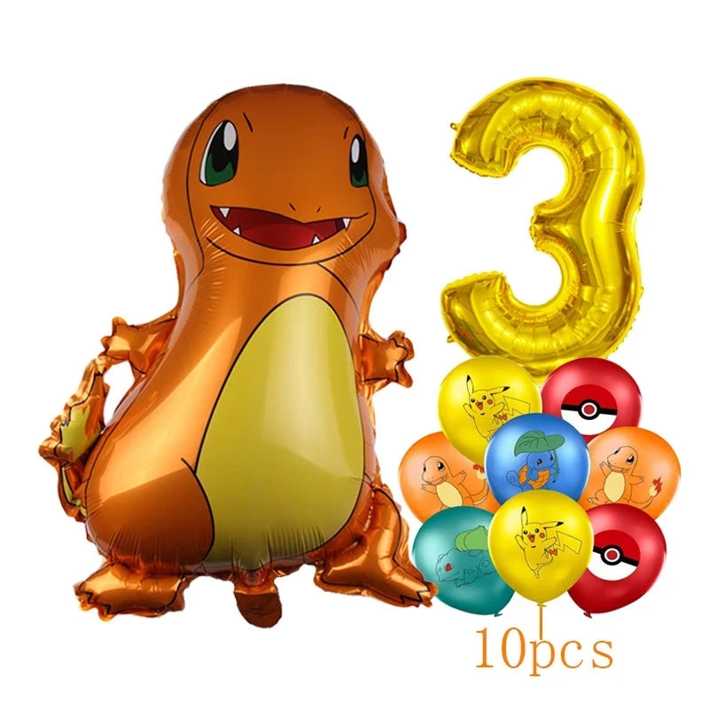 Pokémon Ballonnen Set met Pikachu, Squirtle en Charmander