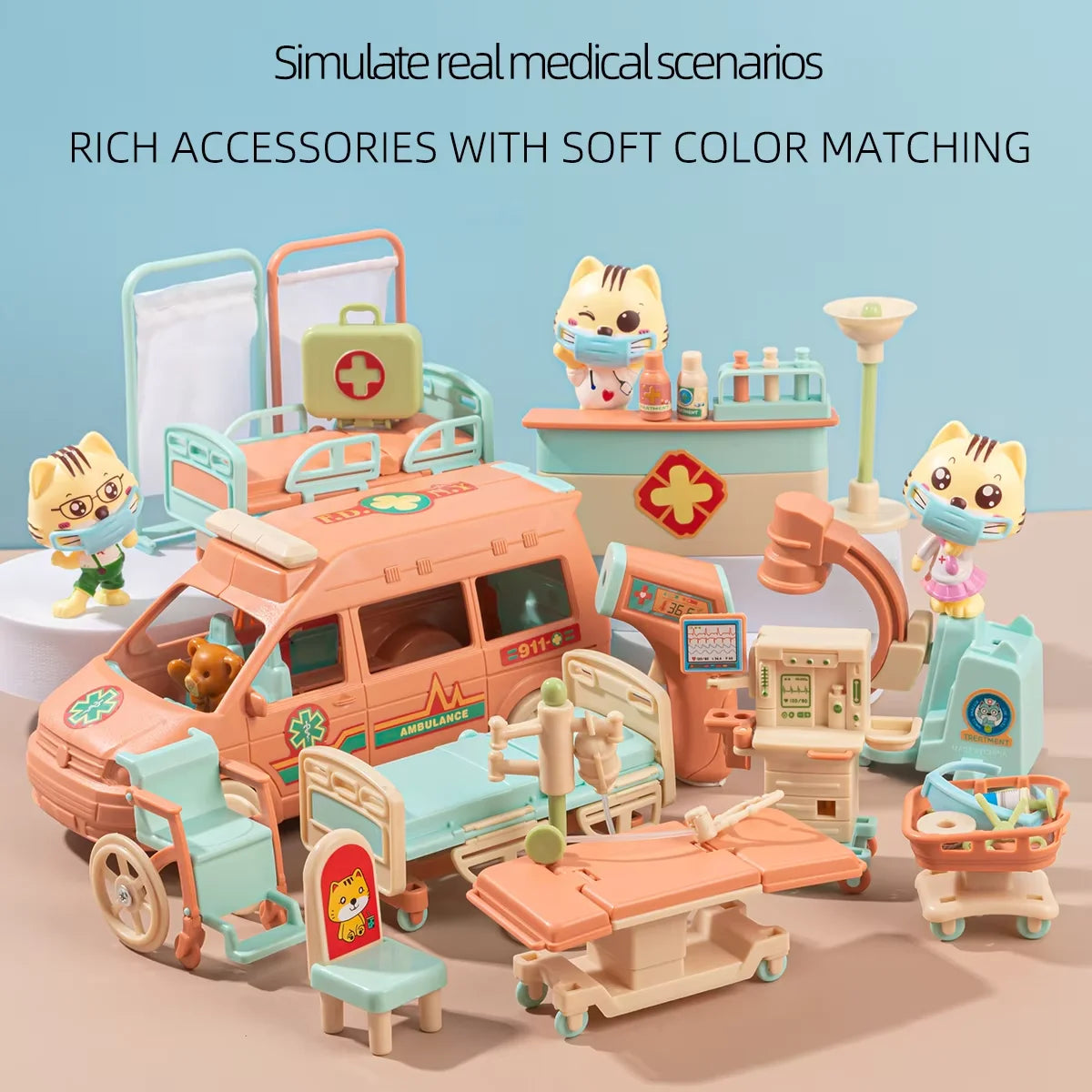 Dierenarts Speelset met Ambulance en Zorgfiguren