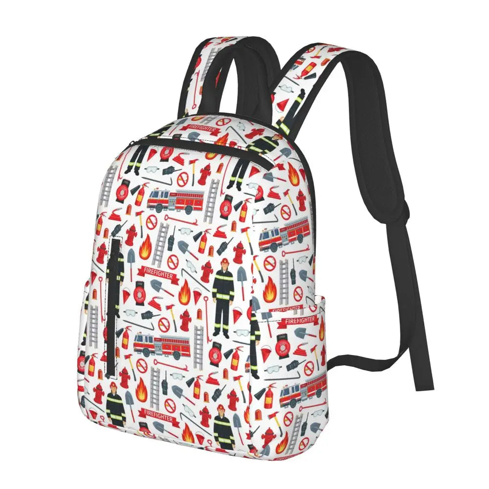 Unisex Schooltas met Brandweerwagen Patroon