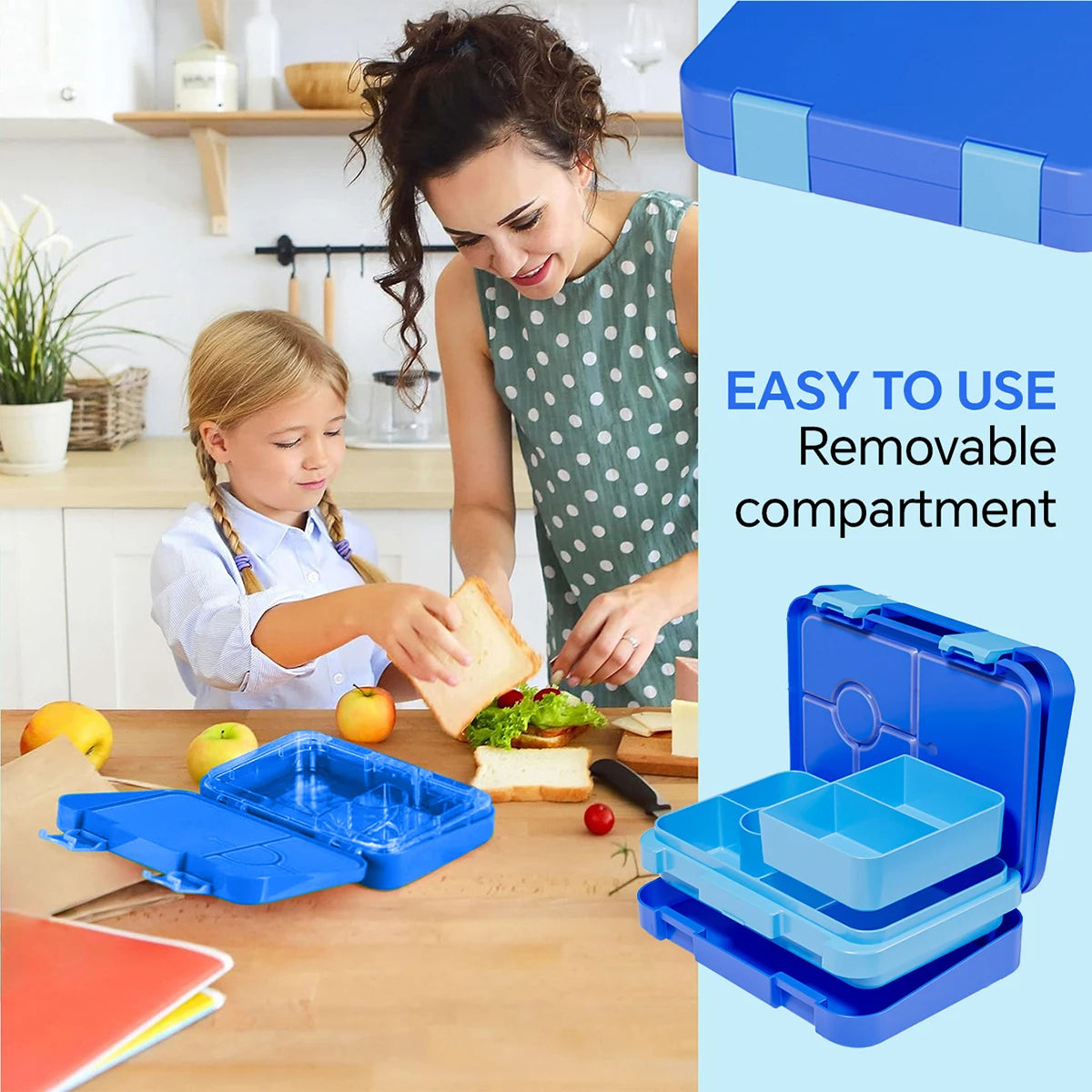 Lekdichte Lunchbox met Vakken - Magnetronbestendig met Kerstprint