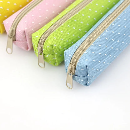 Canvas Etui met Streepjes en Stipjes in Snoepkleuren