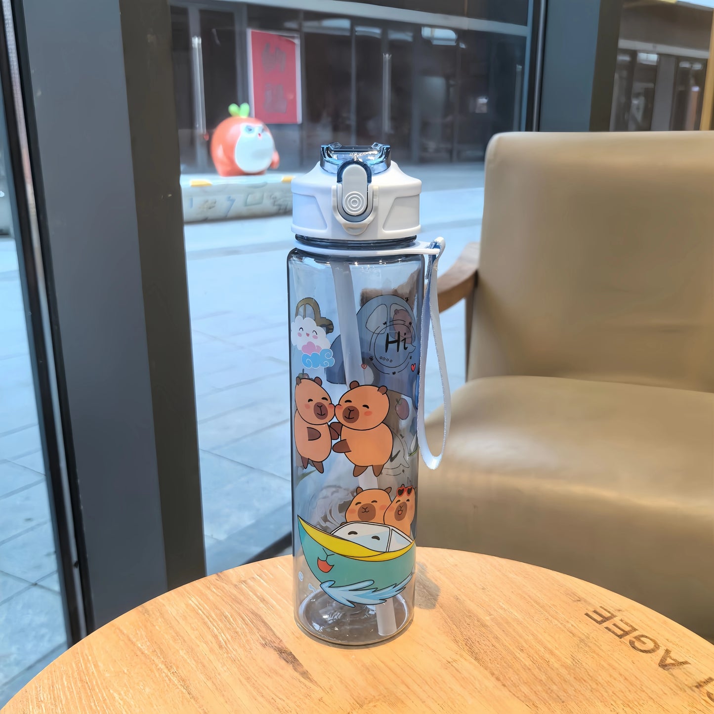Lekvrije Kinder Waterfles met Rietje en Cartoon 800ml