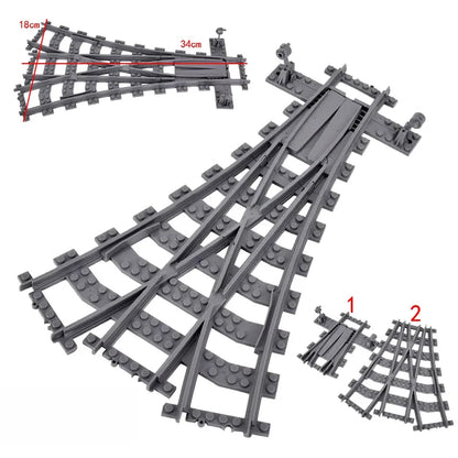 Flexibele Treinrails Set met Wissels en Bochten - Compatibel met Lego Bouwblokken