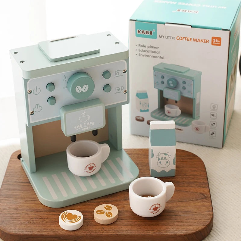 Houten Speelgoed Koffiezetapparaat Set met Koekjes