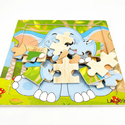 Houten Legpuzzel voor Kinderen - Dieren en Voertuigen