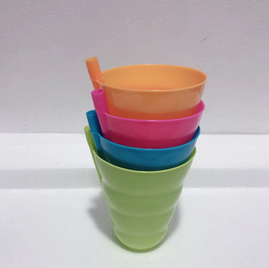 4 Stuks Stapelbare Drinkbekers met Rietje - BPA-vrij Plastic