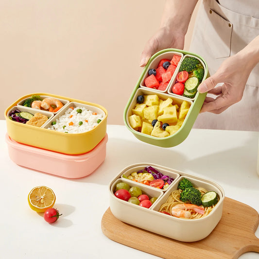 Lekvrije Lunchbox met 3 Vakken voor Kinderen en Studenten - Magnetronbestendig