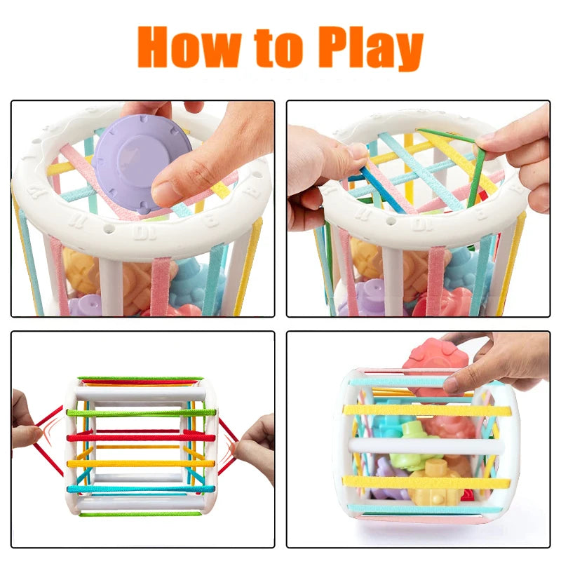 Vormenstoof Sensorische Bak voor Baby's met Elastieken en Vormen
