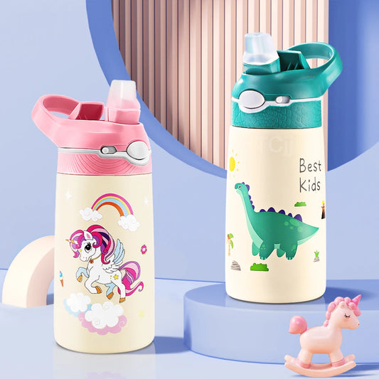 RVS Thermosfles voor Kinderen met Rietje 400ml – Lekvrij