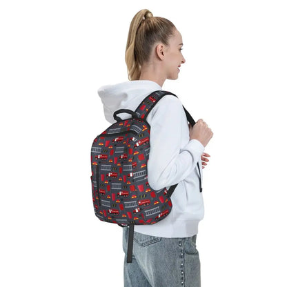 Unisex Schooltas met Brandweerwagen Patroon