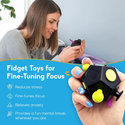 12-Zijdige Fidget Cube voor Stressvermindering en Focus