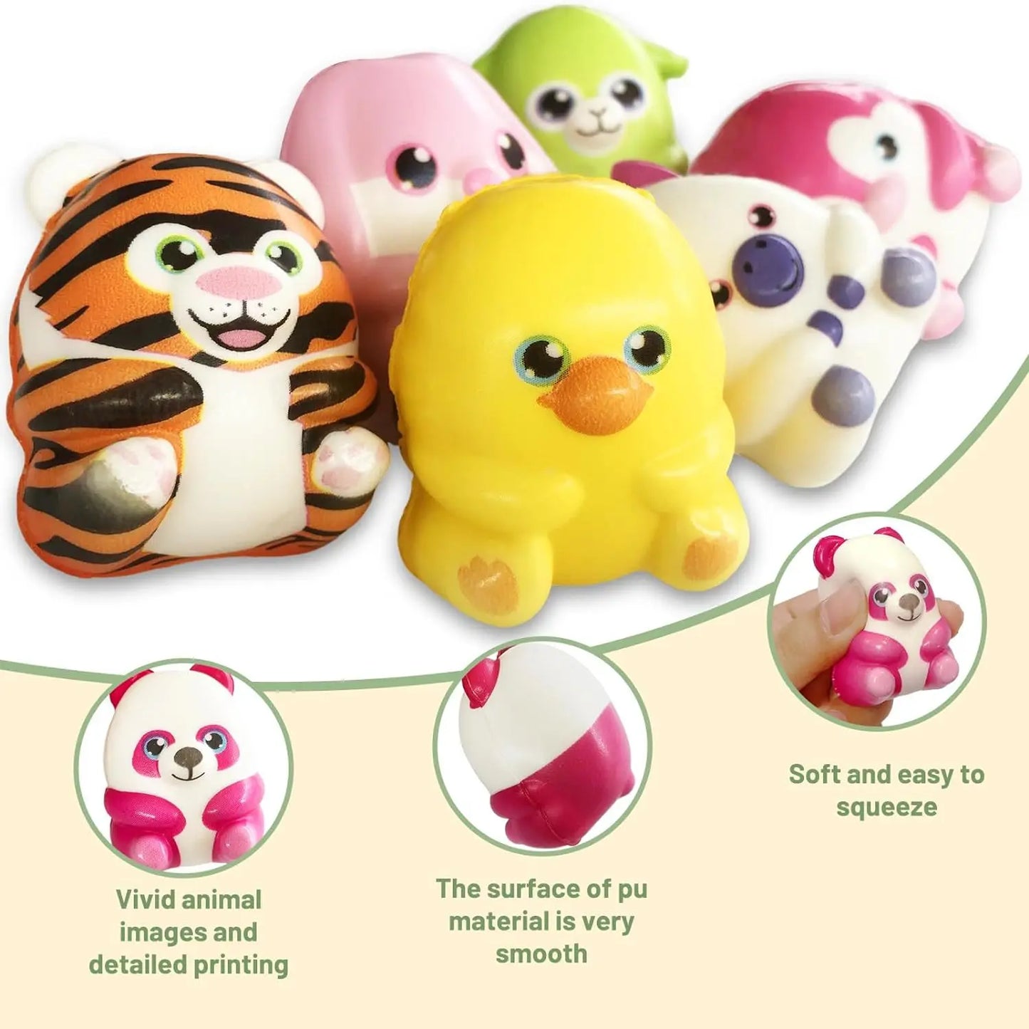 Mochi Squishy Dierenfiguren Set – Stressverlagende Fidget Speeltjes