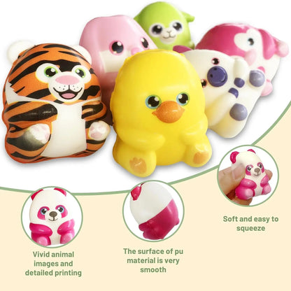 Mochi Squishy Dierenfiguren Set – Stressverlagende Fidget Speeltjes