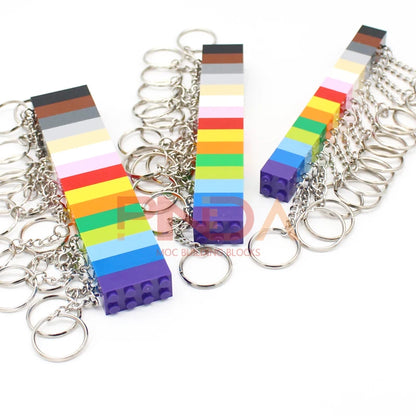 Set van 10 Sleutelhangers met Bouwblokje – Compatibel