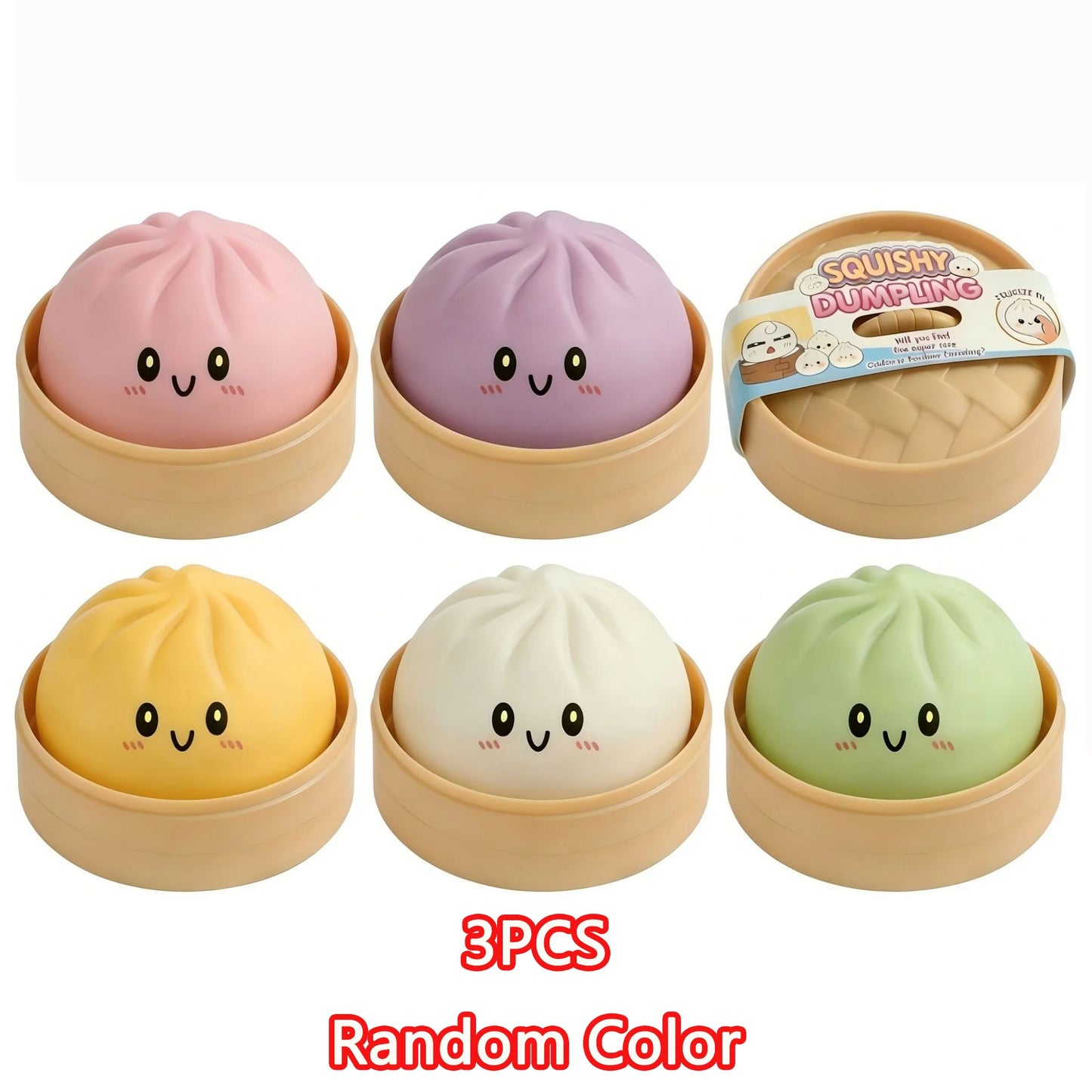 Squishy Knijpbeestje Dumpling met Lachend Gezicht voor Stressvermindering