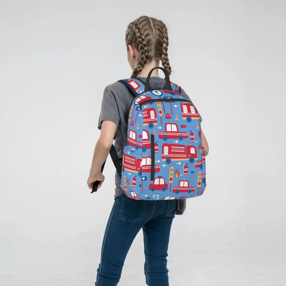 Unisex Schooltas met Brandweerwagen Patroon