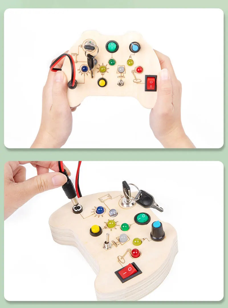 Houten Speelbord met LED Lichtschakelaars voor Kinderen 3-6 Jaar