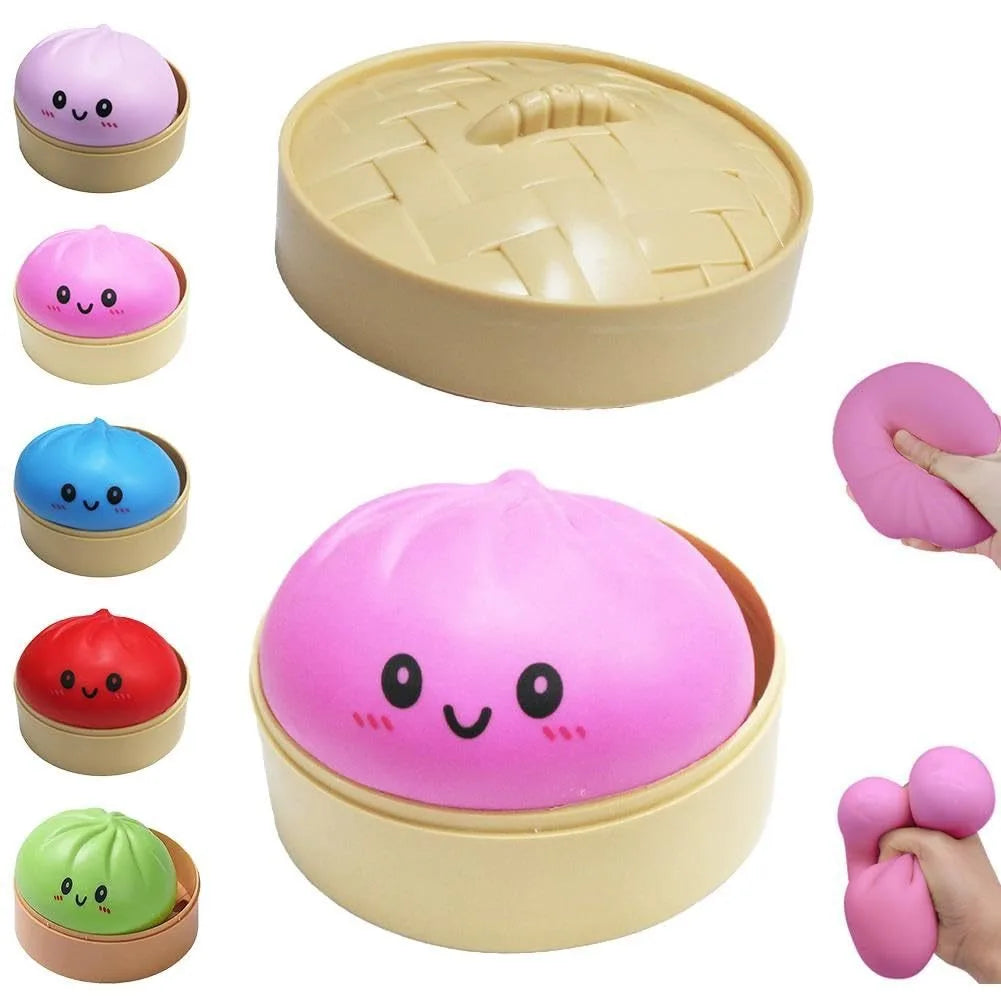 Squishy Knijpbeestje Dumpling met Lachend Gezicht voor Stressvermindering