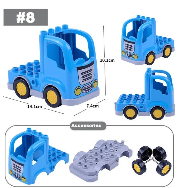 Voertuigen set voor grote bouwstenen – Compatibel met Duplo®