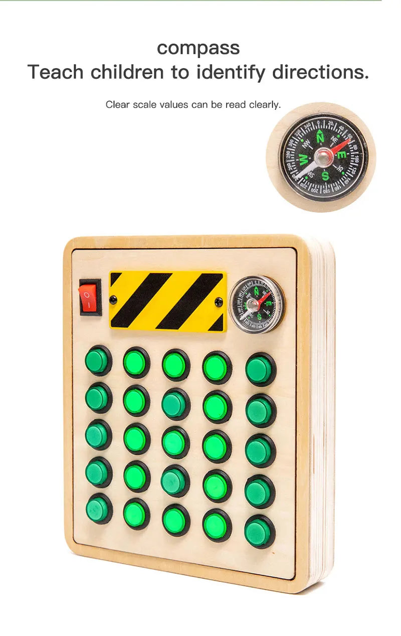 Houten Speelbord met LED Lichtschakelaars voor Kinderen 3-6 Jaar