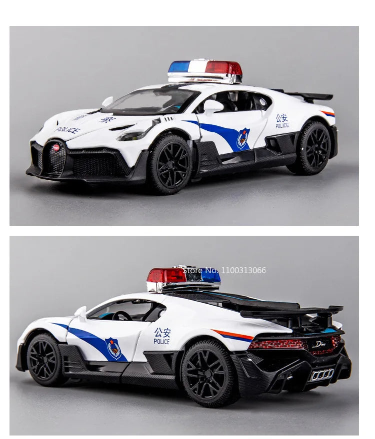 Bugatti Politieauto Speelgoedmodel van metaal met licht en geluid