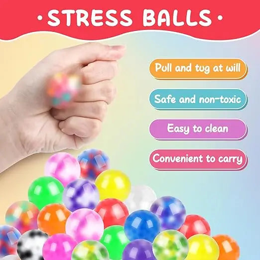 6 Mini Squishy Stressballen – Regenboog Kleuren voor Ontspanning