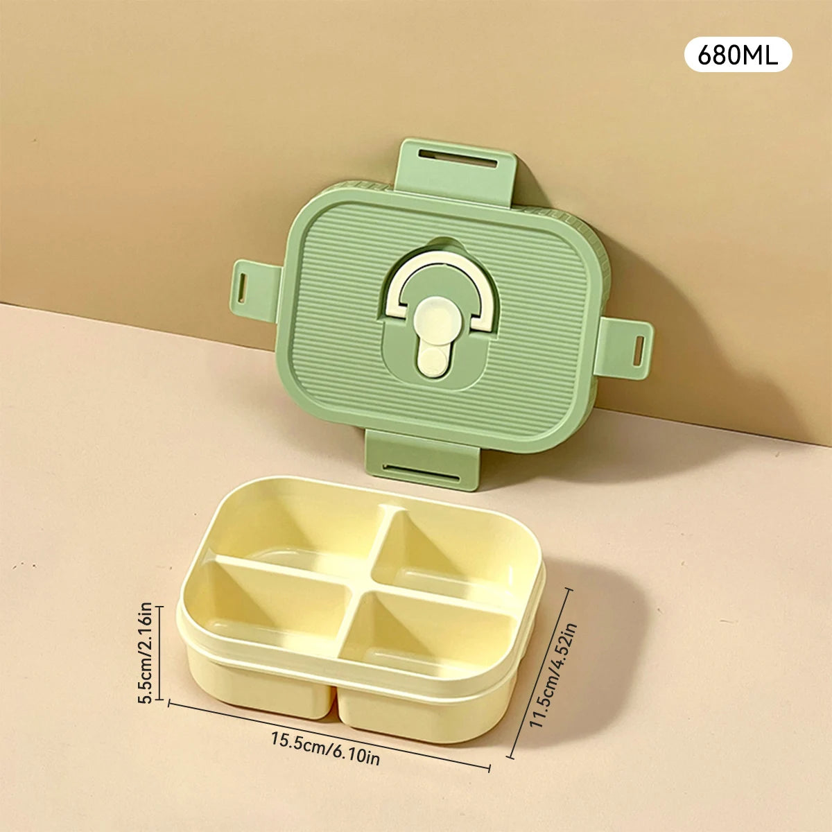 Draagbare Plastic Lunchbox met Vakken - Lekvrij & Magnetronbestendig voor Kinderen