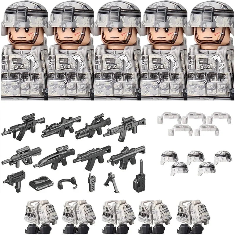Bouwblokjes Figuren Commando Speciale Eenheid Leger met Wapens en Accessoires