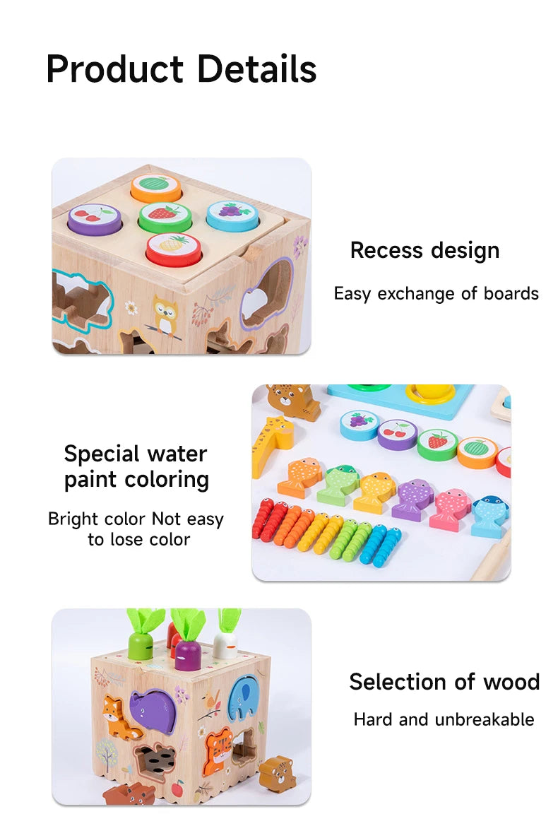 Houten Montessori Sorteerspel met Vormen en Dieren