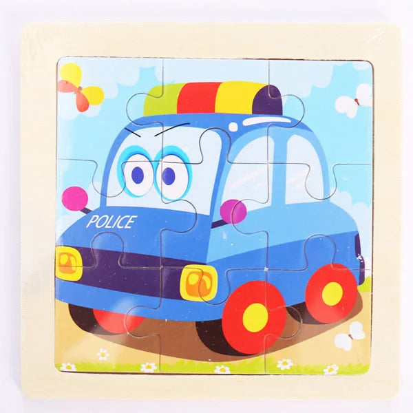Houten 3D Puzzel met 9 Stukjes – Dieren & Vervoer