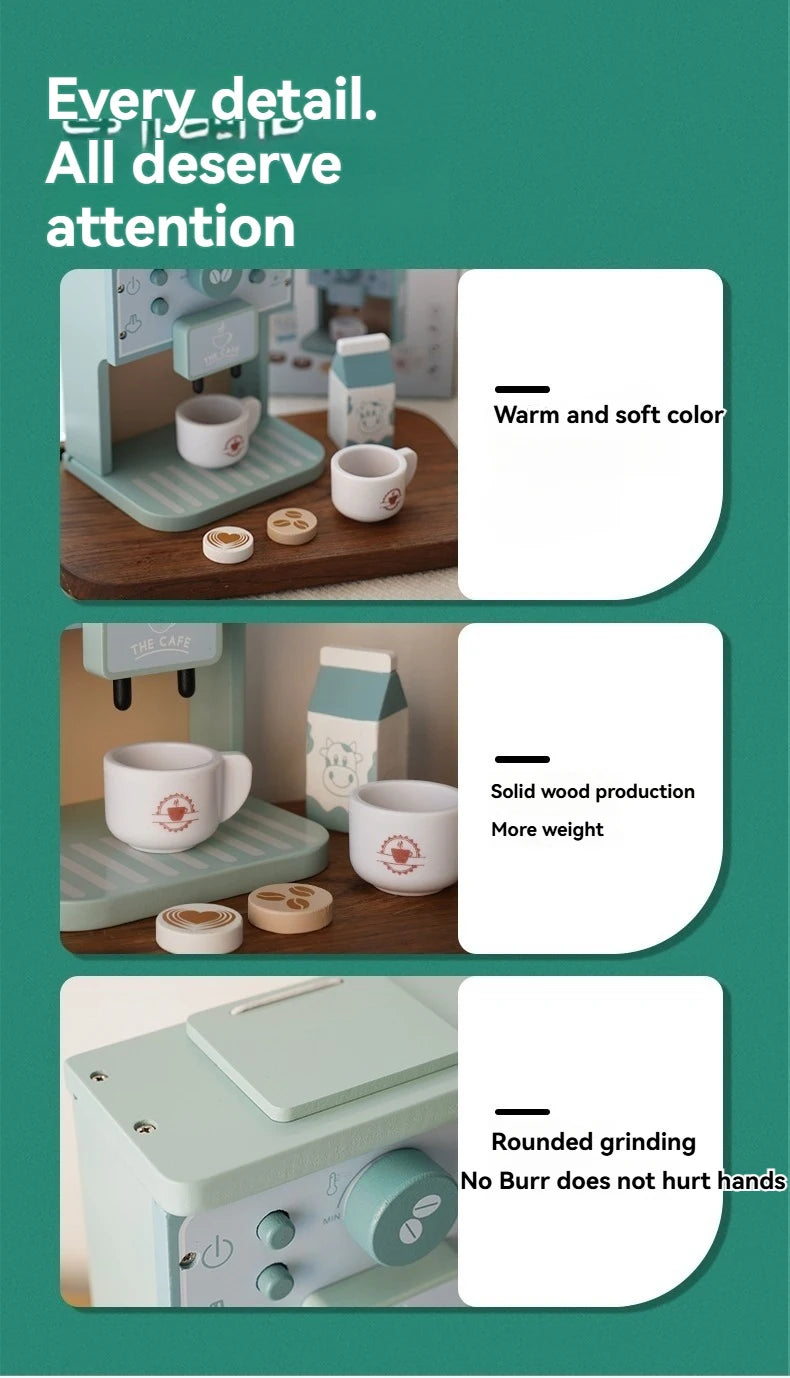 Houten Speelgoed Koffiezetapparaat Set met Koekjes