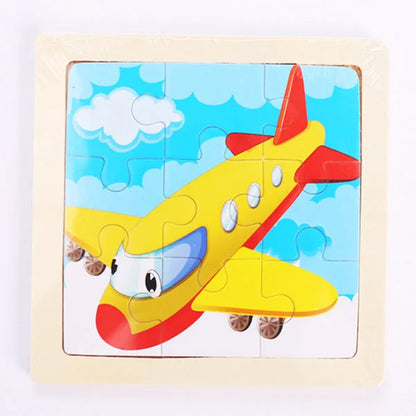 Houten 3D Puzzel met 9 Stukjes – Dieren & Vervoer