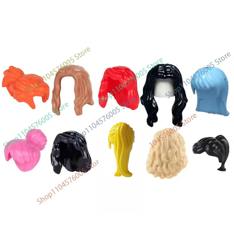 MOC Bouwblokjes Set: Haar, Hoeden en Accessoires voor Figuren