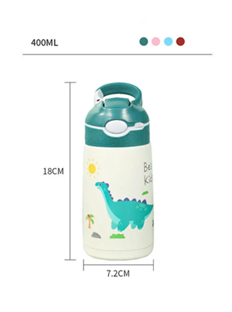 Kinder Thermosfles RVS 400ml met Tuitrietje en Handgreep