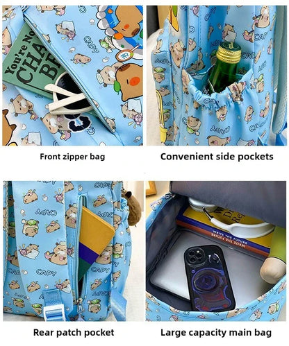 Ruime Capybara Rugzak van Nylon – Ideaal als Schooltas