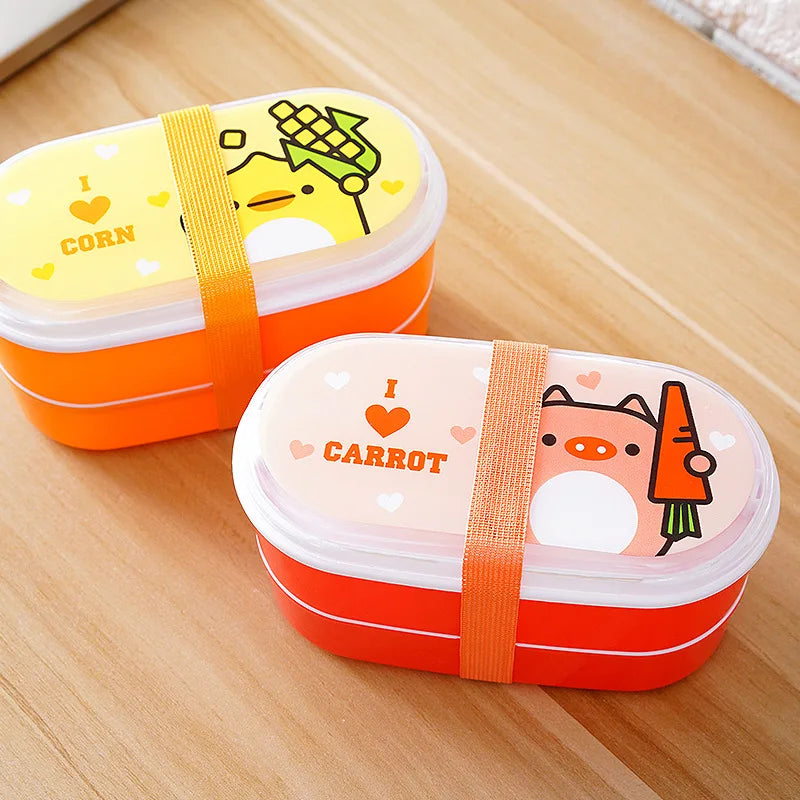 Draagbare Cartoon Lunchbox met Bestek – 600ml