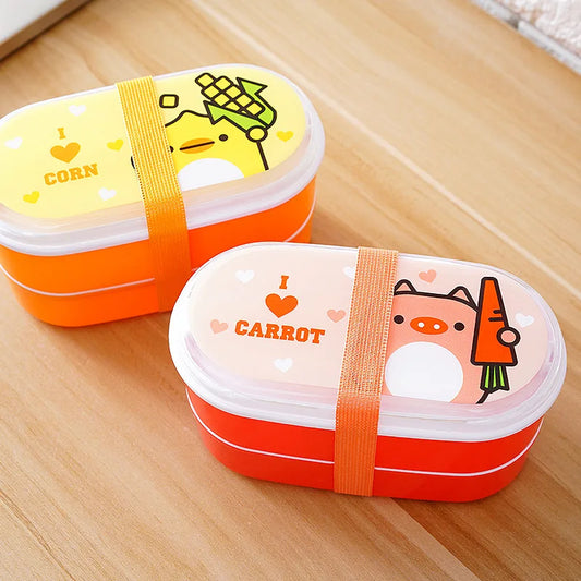Draagbare Cartoon Lunchbox met Bestek – 600ml