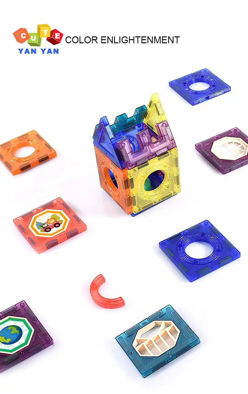 Lichtgevende Magnetische Bouwblokken met Knikkerbaan voor Kinderen