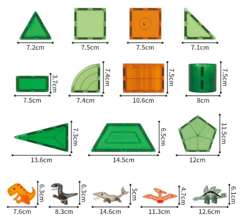 Magnetische Bouwblokken Set - Boerderijdieren & Dinosauriërs voor Kinderen