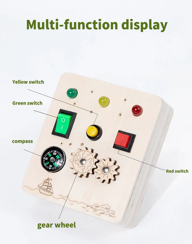 Houten Speelbord met LED Lichtschakelaars voor Kinderen 3-6 Jaar