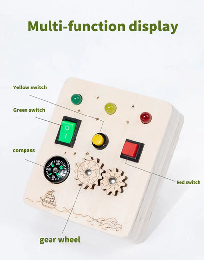 Houten Speelbord met LED Lichtschakelaars voor Kinderen 3-6 Jaar