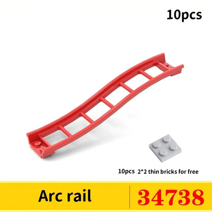 10 Stuks Achtbaan Rails Bouwblokken – Compatibel met bekende bouwsteentjes