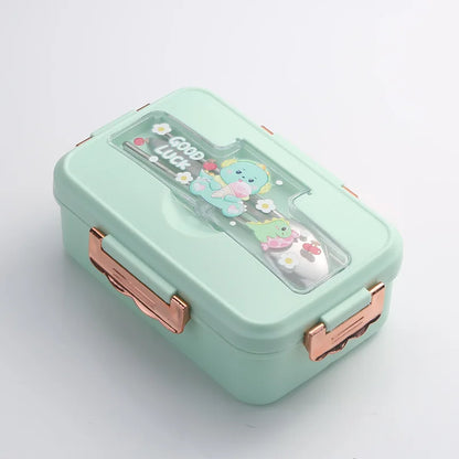 Bento Lunchbox Dinosaurus voor Kinderen - 3 Vakken & Magnetronbestendig