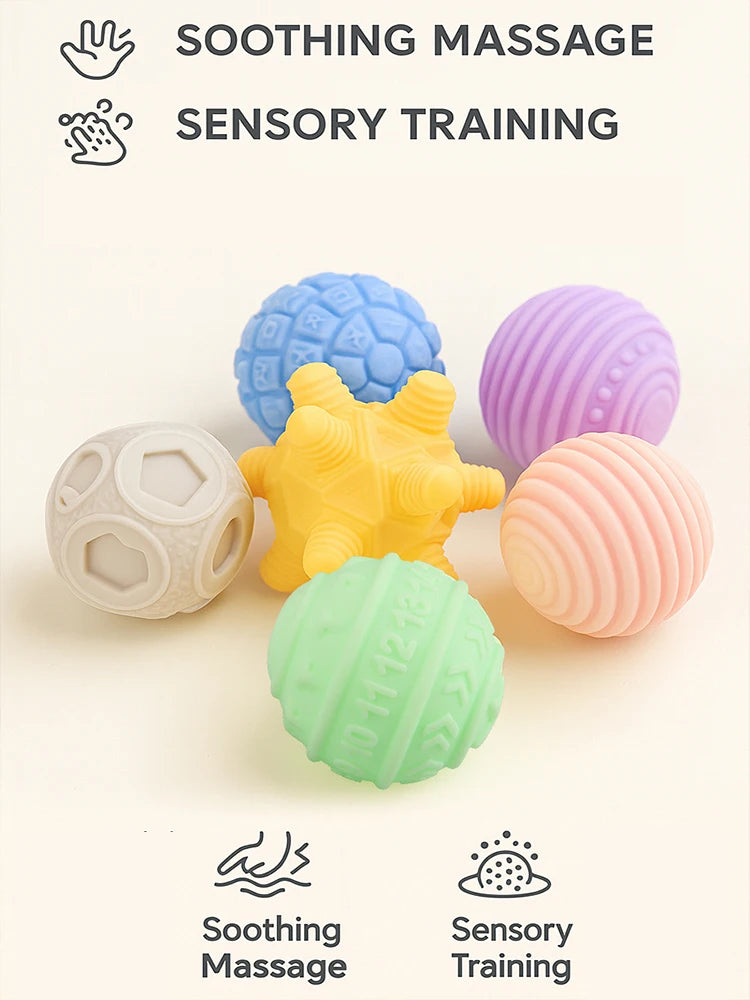 Set van 6 Baby Sensorische Ballen – Bijt- en Ontwikkelingsspeelgoed