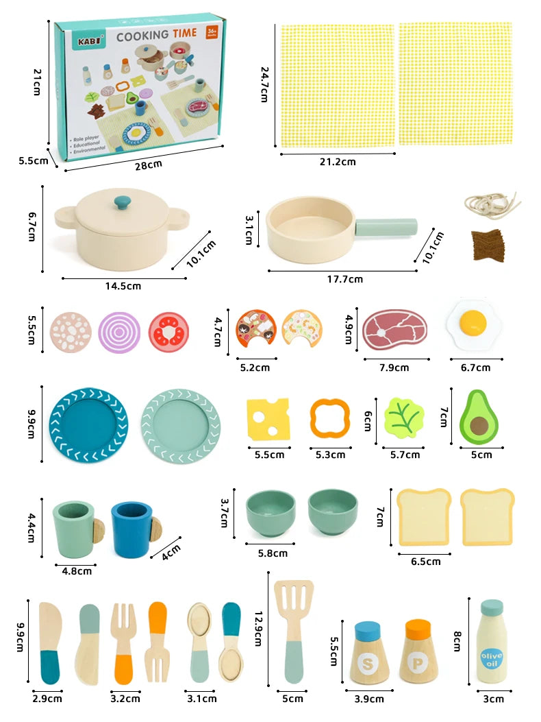 Houten Speelgoed Keuken Set met Kookgerei voor Kinderen
