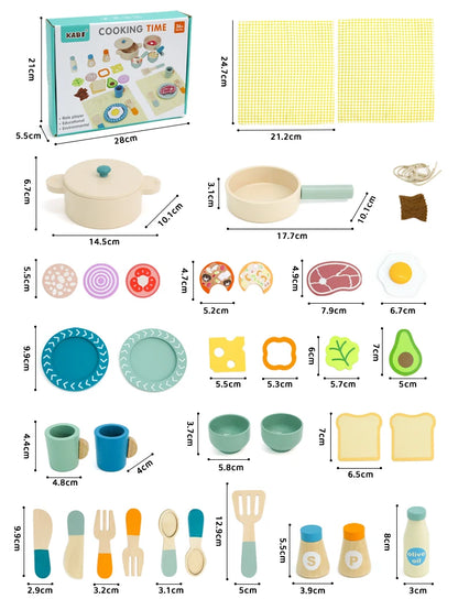 Houten Speelgoed Keuken Set met Kookgerei voor Kinderen