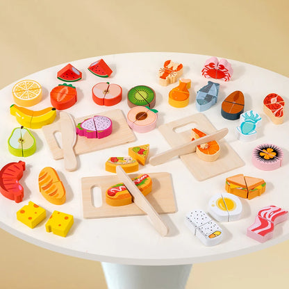 Houten Snijset Groenten en Fruit voor Kinderen