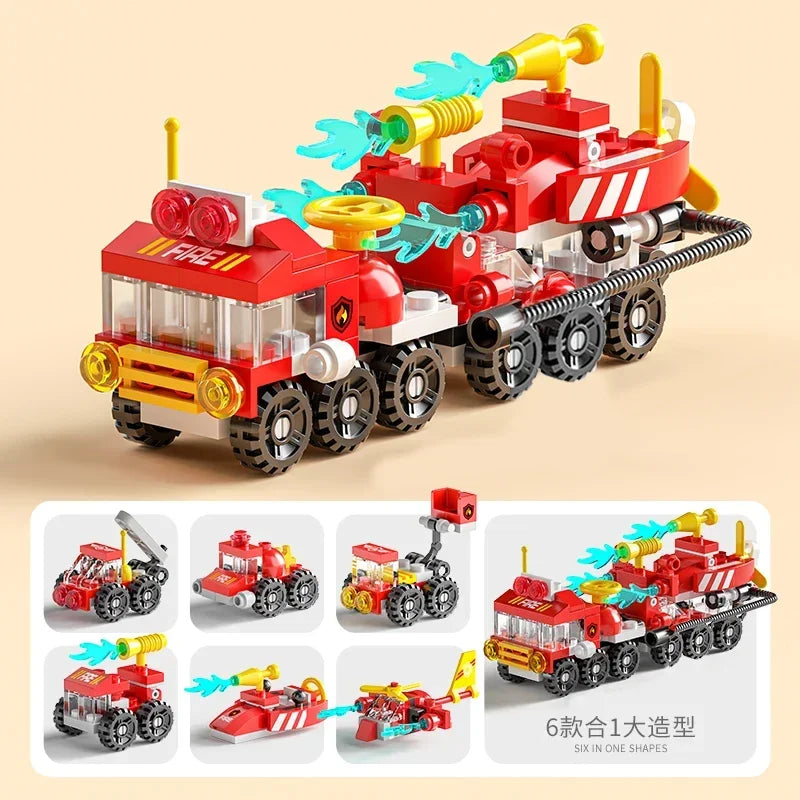 6-in-1 Bouwblokken Set Politie Brandweer Kasteel | LEGO®-compatibel 6-12 jaar